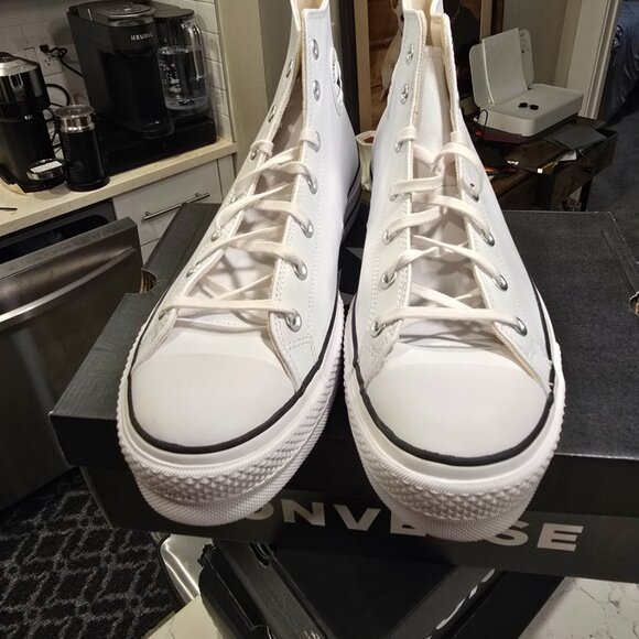 Converse All Star 561676C Platform Hi lift Leather White Mens Size 13 NEW - Picture 5 of 11